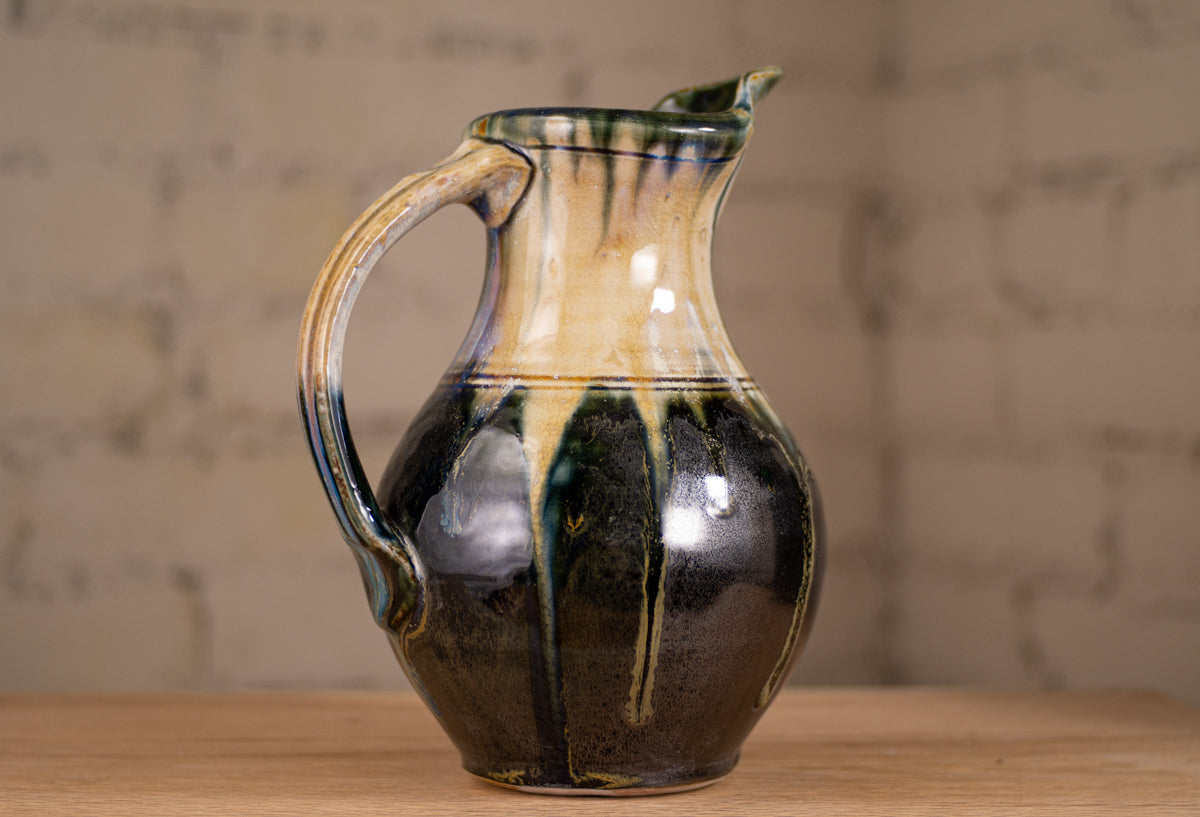 Small Brown Glazed Pottery Pitcher 
