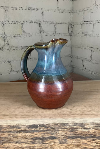 Syrup Pitcher in Rust Red and Breakfast Blue