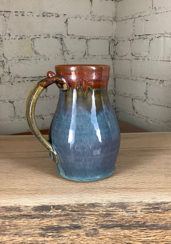 Breakfast Blue and Rust Red Tall Mug