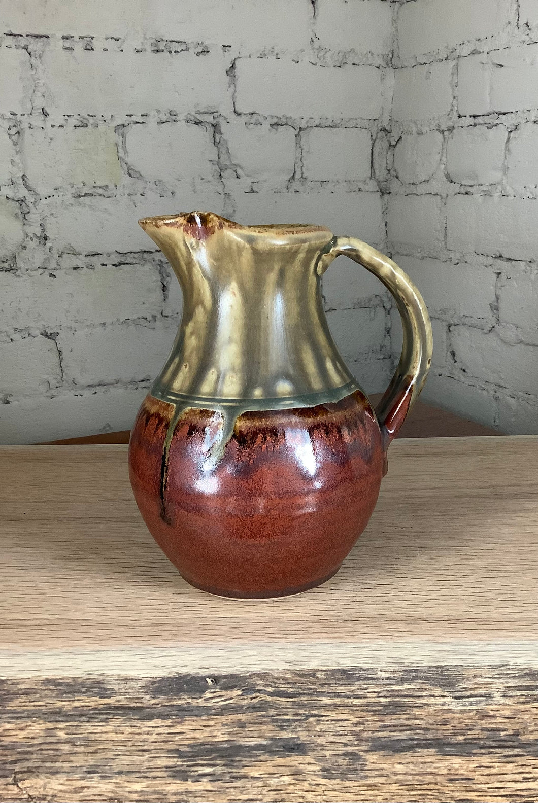 Syrup Pitcher in Honey Ash and Rust Red