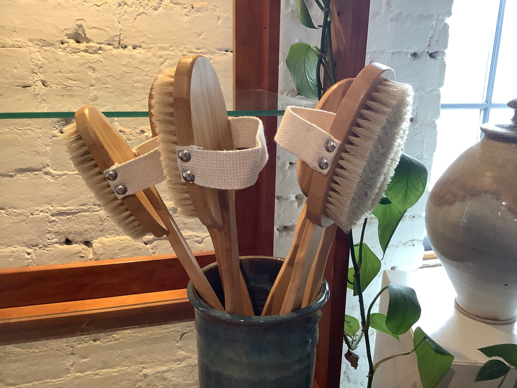 Bath brush on stick