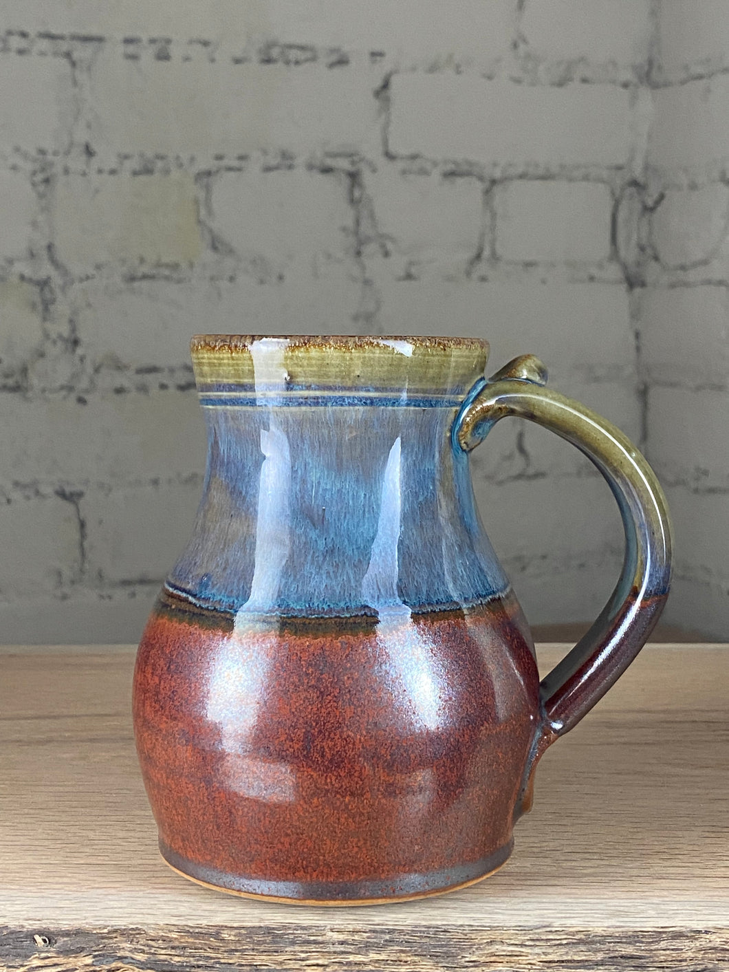 Breakfast Blue and Rust Red Mug