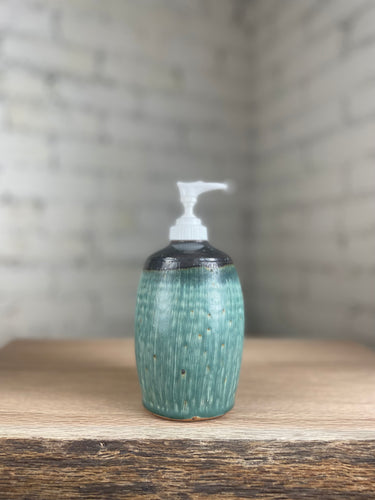 Lightly Textured Lotion Dispenser in Green and Black