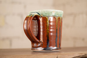 Turquoise and Rust Red Squared Mug