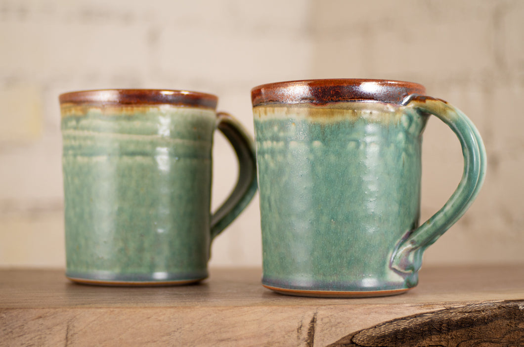 Turquoise and Rust Red Straight-Walled Mug