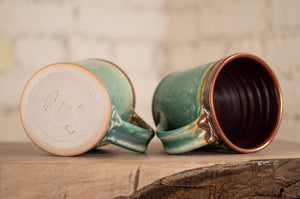 Turquoise and Rust Red Straight-Walled Mug