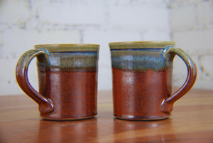 Straight-Walled Mug in Rust Red and Breakfast Blue