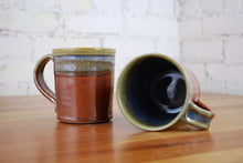 Load image into Gallery viewer, Straight-Walled Mug in Rust Red and Breakfast Blue