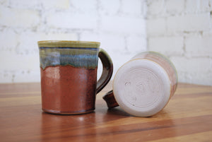 Straight-Walled Mug in Rust Red and Breakfast Blue