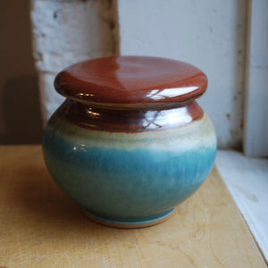 Turquoise Stoneware French Butter Keeper