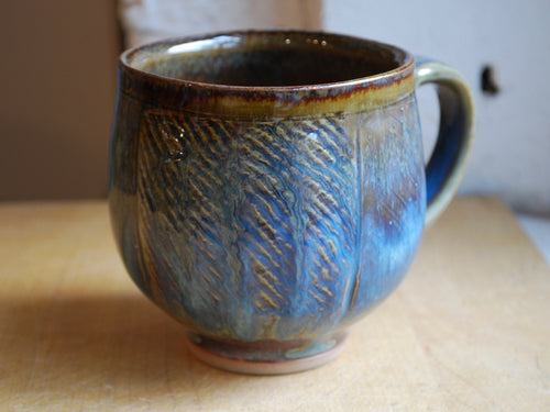 Gas-Fired Blue and Red Coffee Mug