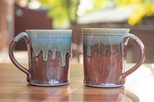 Load image into Gallery viewer, Rust Red and Breakfast Blue Squared Mug