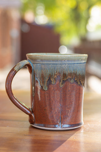 Rust Red and Breakfast Blue Squared Mug