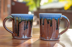 Blue Ash and Rust Red Squared Mug