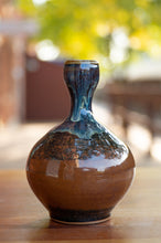 Load image into Gallery viewer, Small Vase in Breakfast Blue and Chocolate Brown
