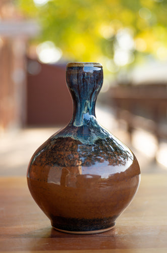 Small Vase in Breakfast Blue and Chocolate Brown