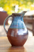Load image into Gallery viewer, Small Pitcher in Breakfast Blue and Rust Red