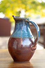 Load image into Gallery viewer, Small Pitcher in Breakfast Blue and Rust Red