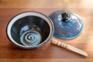 Lidded Pate Dish in Breakfast Blue and Black