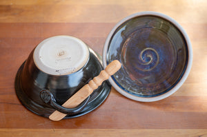 Lidded Pate Dish in Breakfast Blue and Black