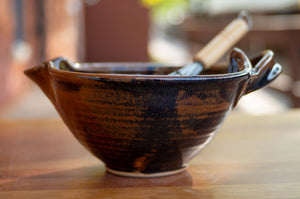 Small Whisk Bowl in Chocolate Brown and Breakfast Blue