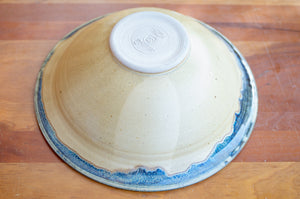 Large Serving Bowl in Wheat and Breakfast Blue