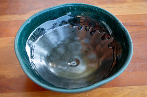 Large Squared Serving Bowl in Teal and Black