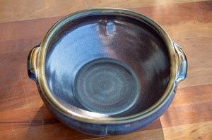 Serving Bowl with Handles in Ocean Blue and Rust Red