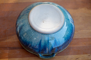 Serving Bowl with Handles in Ocean Blue and Rust Red