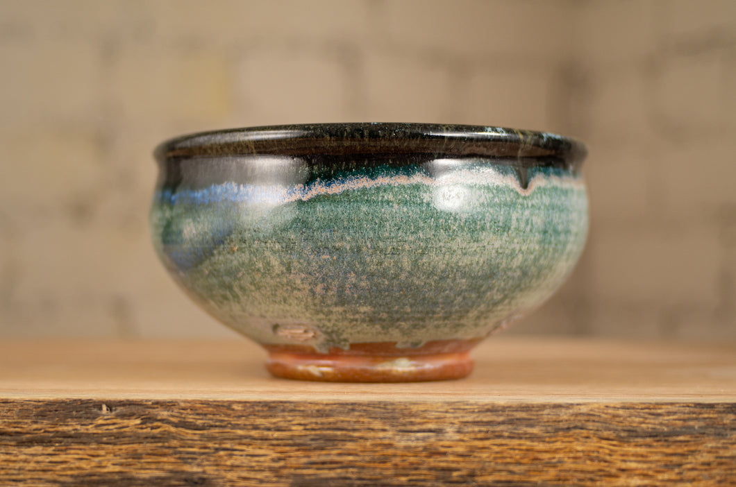 Teal and Black Cereal Bowl