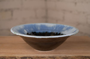Medium Blue Wood Ash Serving Bowl