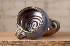 Rust Red and Breakfast Blue Soup Mug