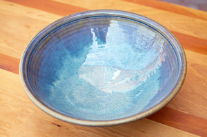 Large Serving Bowl in Breakfast Blue and Rust Red