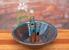 Load image into Gallery viewer, Medium Flower Bowl in Chocolate and Breakfast Blue