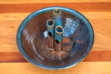 Load image into Gallery viewer, Medium Flower Bowl in Chocolate and Breakfast Blue