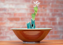 Load image into Gallery viewer, Large Flower Bowl in Turquoise and Rust Red