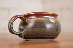 Breakfast Blue and Rust Red Soup Mug