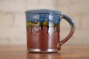 Blue Ash and Rust Red Straight-Walled Mug