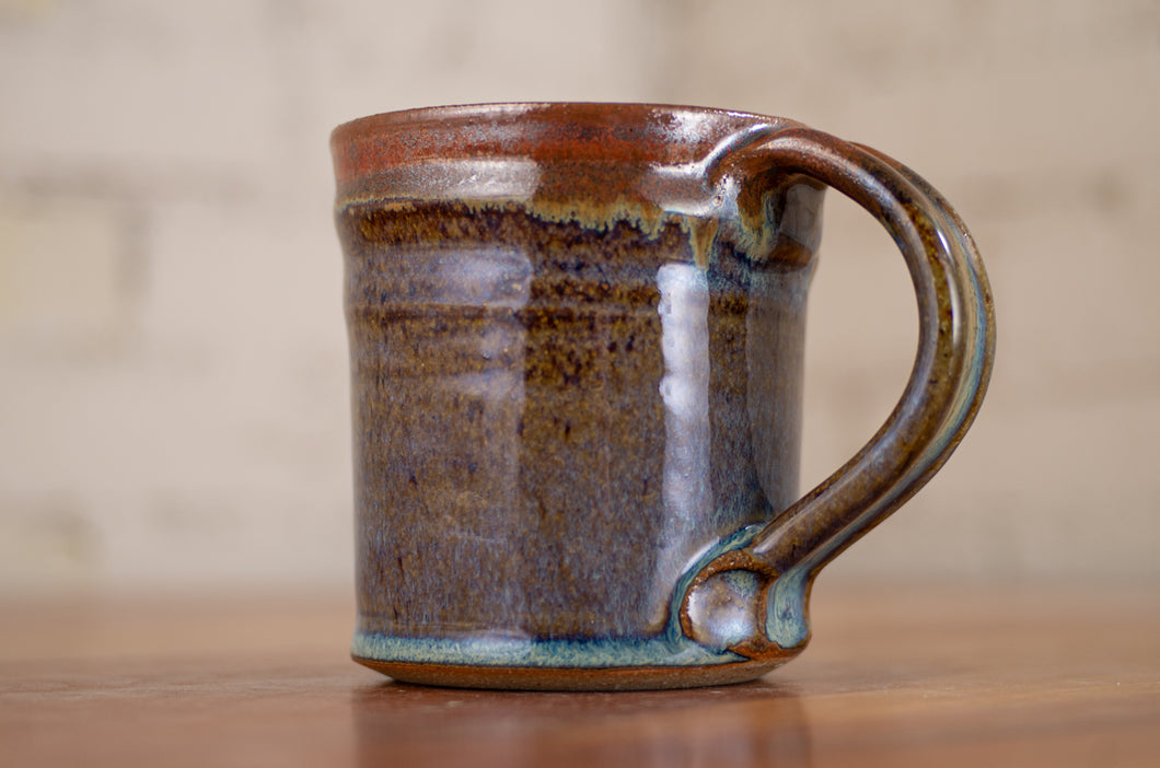 Breakfast Blue and Rust Red Straight-Walled Mug