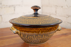 Large Covered Baking Dish in Rust Red and Honey Ash