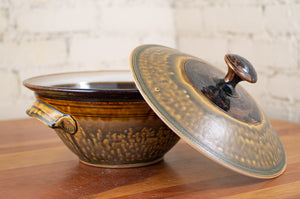 Large Covered Baking Dish in Rust Red and Honey Ash