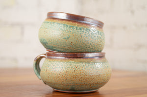 Turquoise Stone and Rust Red Soup Mug